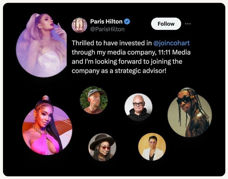 Paris Hilton tweet about Cohart